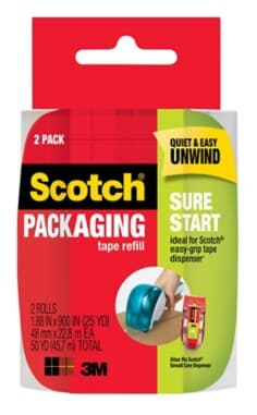 Scotch Sure Start Shipping Packaging Tape DP-1000-RR-2, 1.88 in x 900 in (48 mm x 22,8 m) 2 Pack