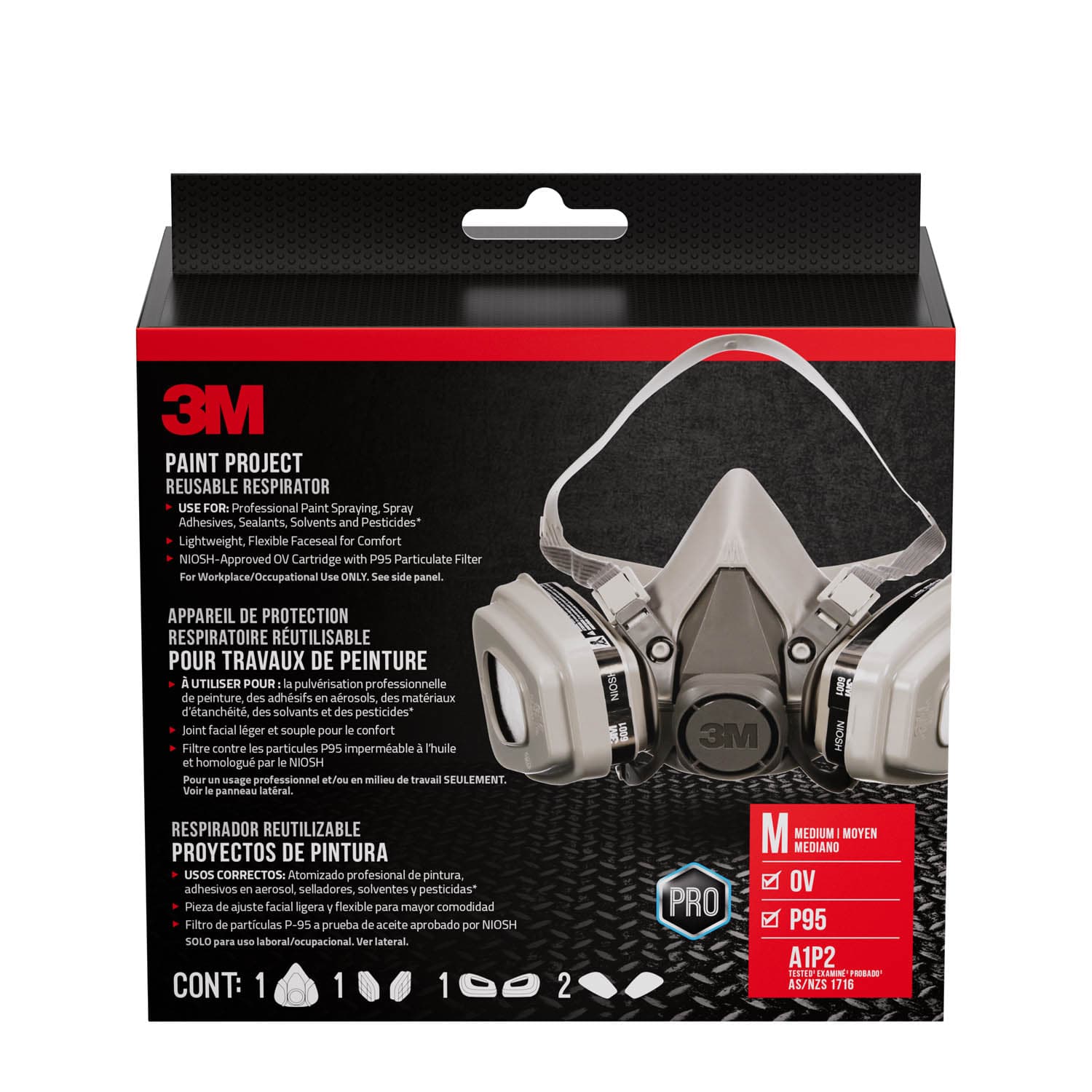 3M Paint Project Respirator with Quick Latch, 6502QLP1-C-PS, Size Medium, 1 Ea/Pk_13