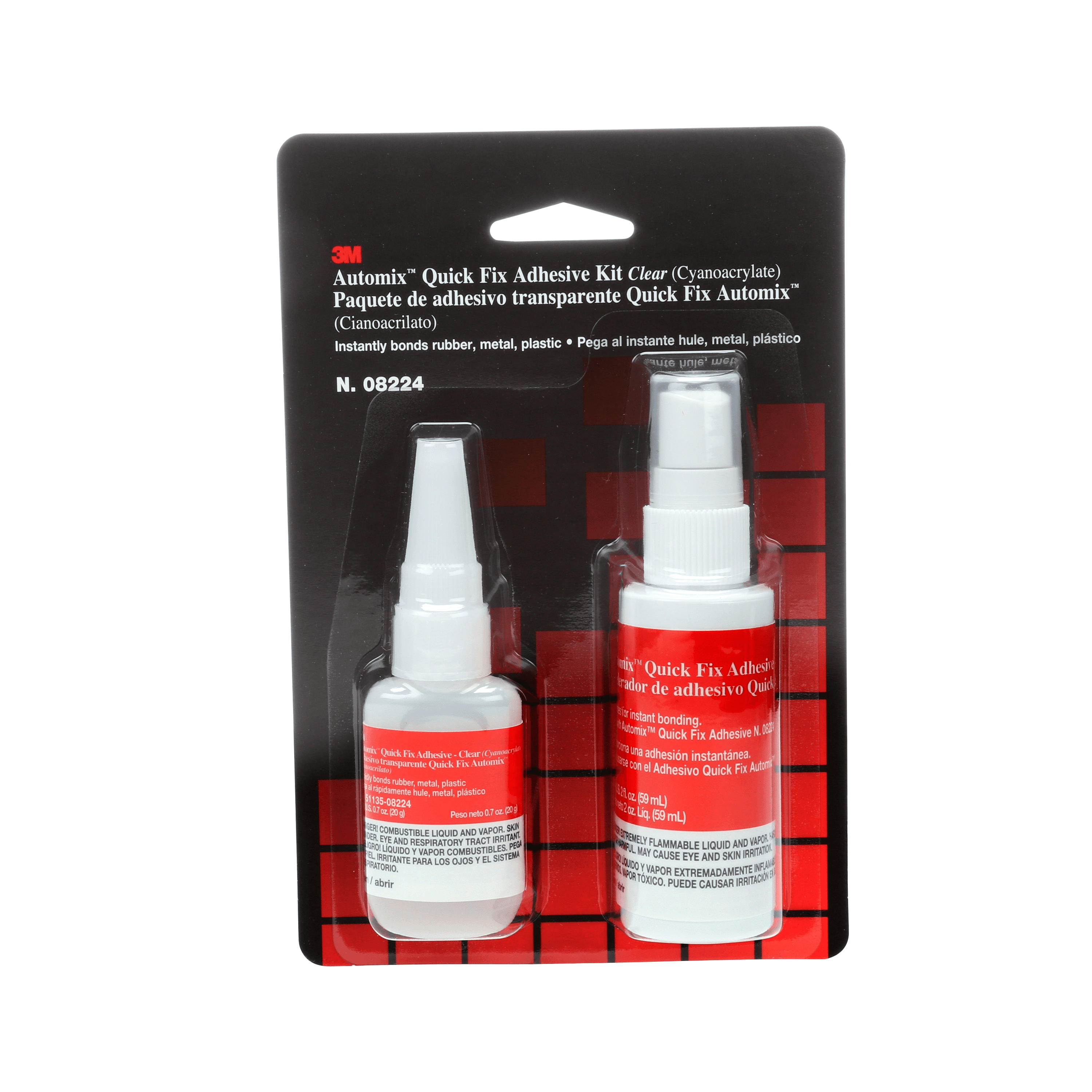 3M Quick Fix Adhesive Kit, 08224, 0.7 oz adhesive/2.0 oz accelerator Bottles