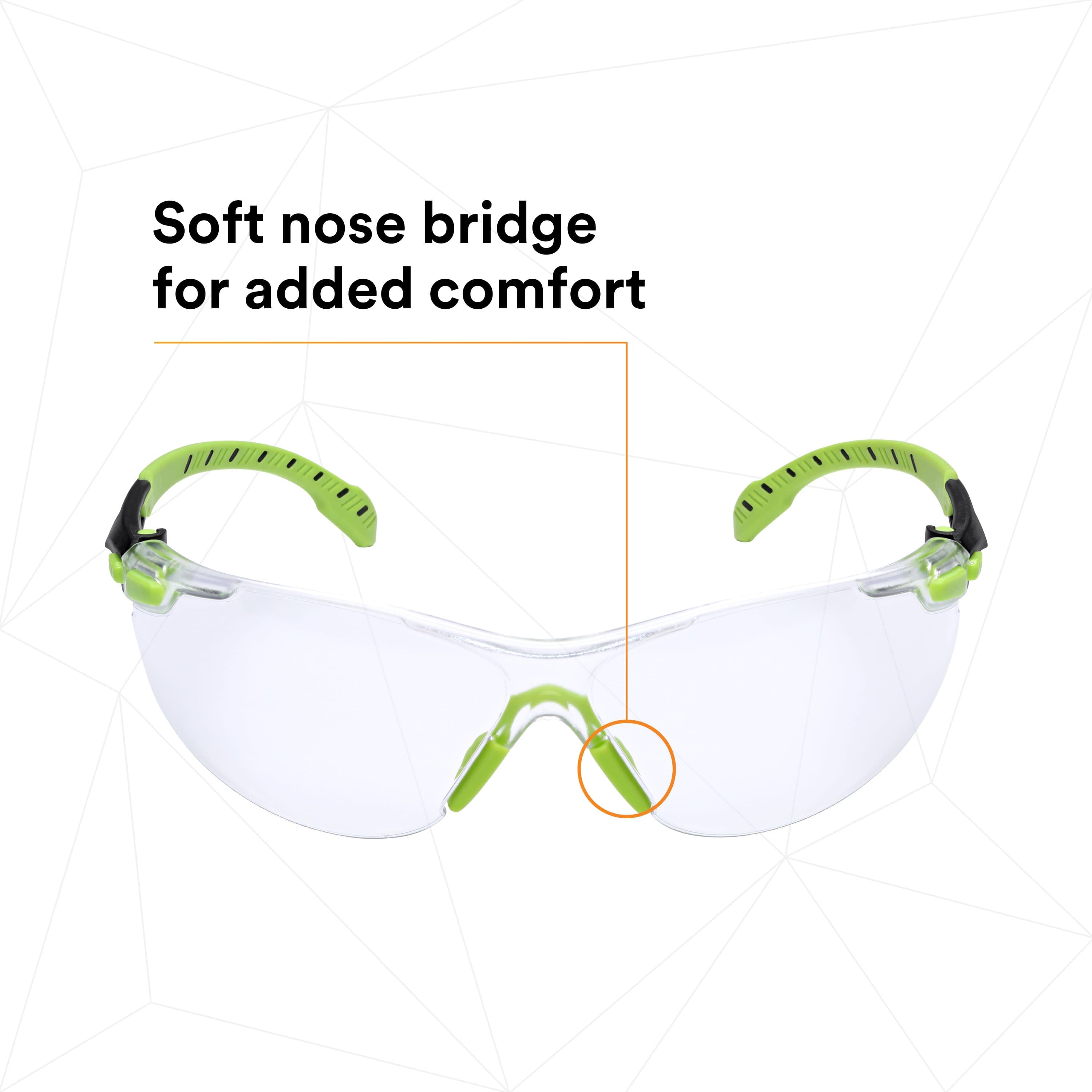 3M Solus 1000-Series Safety Glasses S1201SGAF, Green/Black, Clear Scotchgard Anti-Fog Lens_2