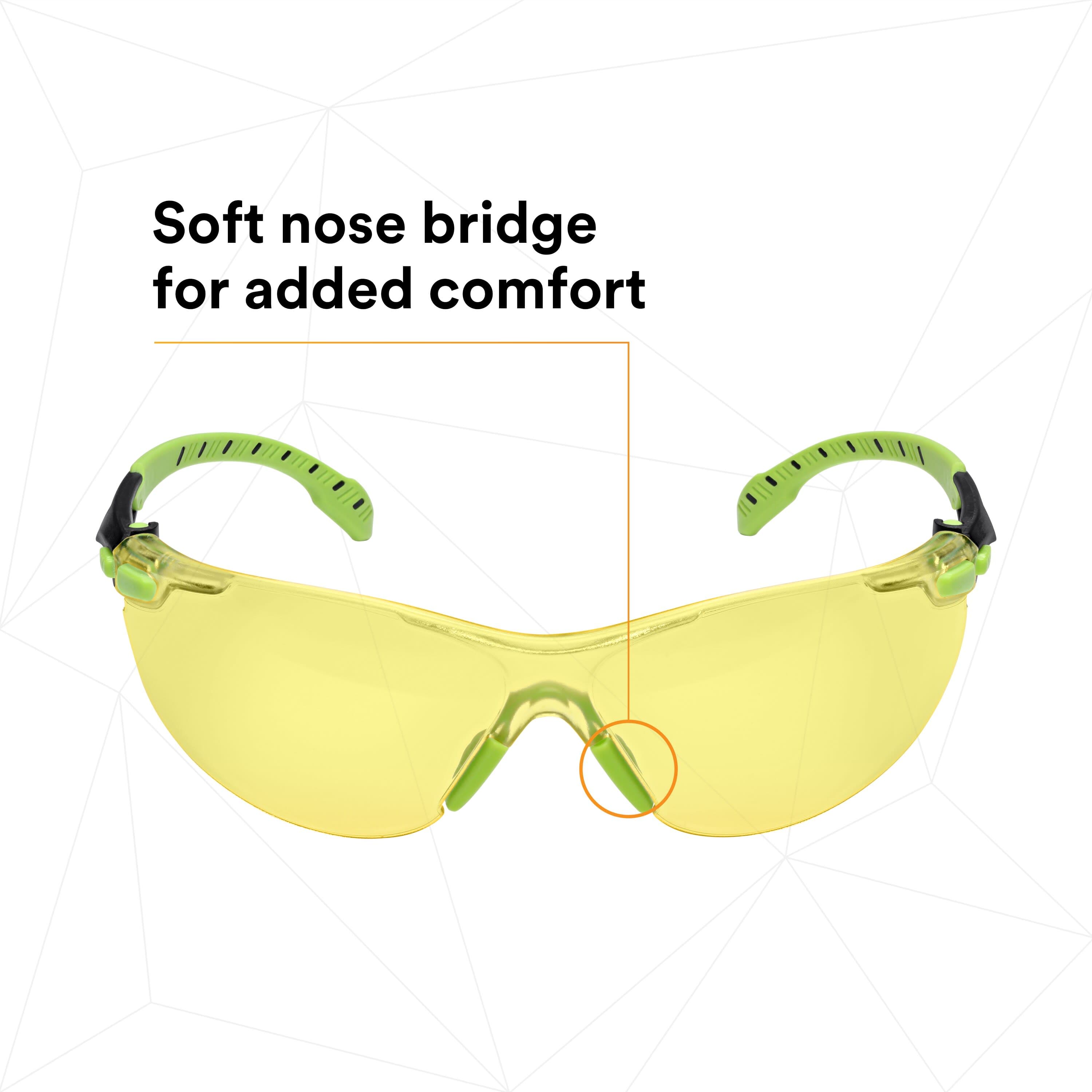 3M Solus 1000-Series Safety Glasses S1203SGAF, Green/Black, Amber Scotchgard Anti-Fog Lens_2