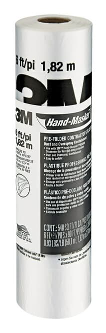 3M Hand-Masker Contractor's Plastic CP6, 6 ft x 90 ft x 0.00035 in, (1,82 m x 27,4 m x .00889 mm), 1 Roll/Pack