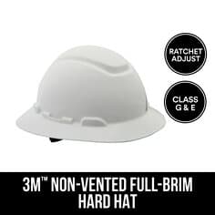 3M Full-Brim Non-Vented Hard Hat with Ratchet Adjustment, CHH-FB-R-W6-PS