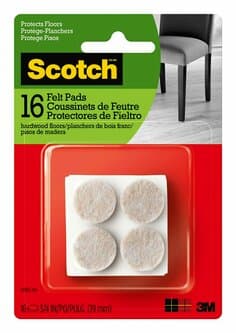 Scotch Round Felt Pads, SP805-NA, 3/4 in, Beige, 16/pk