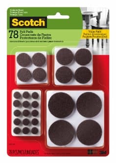 Scotch Round Felt Pads, SP857-NA, Multi Pack, Brown, 78pk