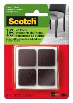 Scotch Felt Pads Square, SP854-NA, 1 inch, Brown