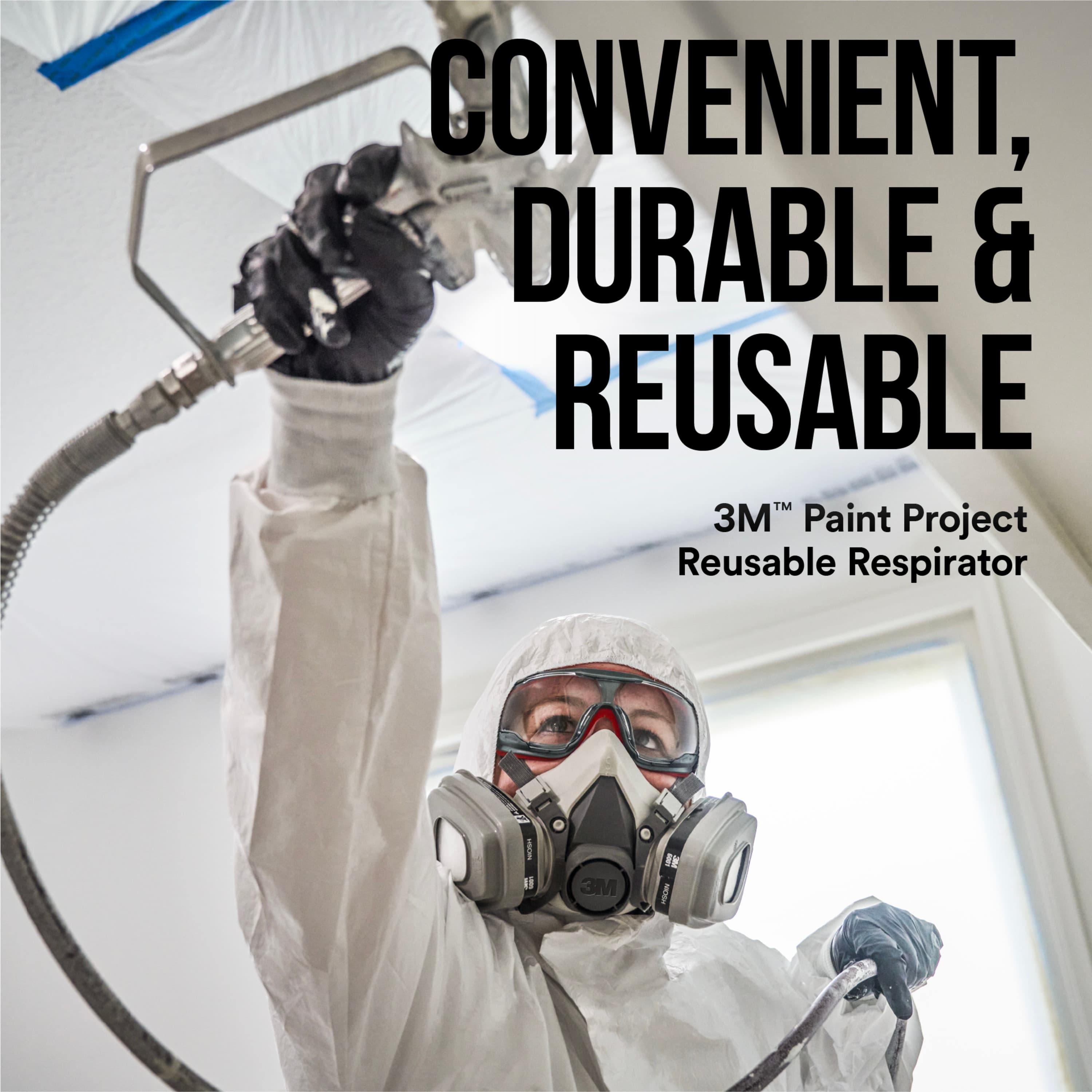 3M Performance Reusable Paint Project Respirator OV/P95, 6211P1-DC, Size Medium, 1 each/pack_3