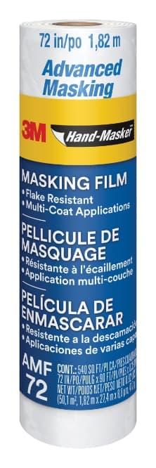 3M Hand-Masker Advanced Masking Film, AMF72-8C, 72 in x 90 ft x .35 mil (1.82 m x 27.4 m x .00889 mm)