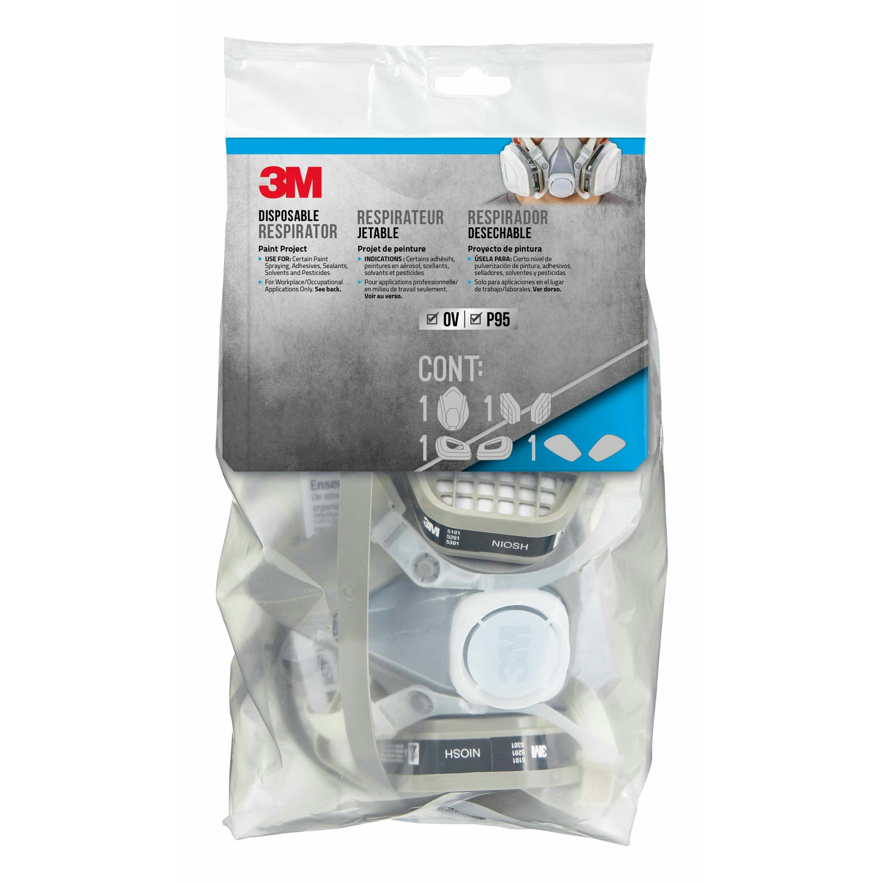 3M™ Disposable Solvent & Chemical Respirator, OV/P95 52P71C1-DC, 1
each/pack