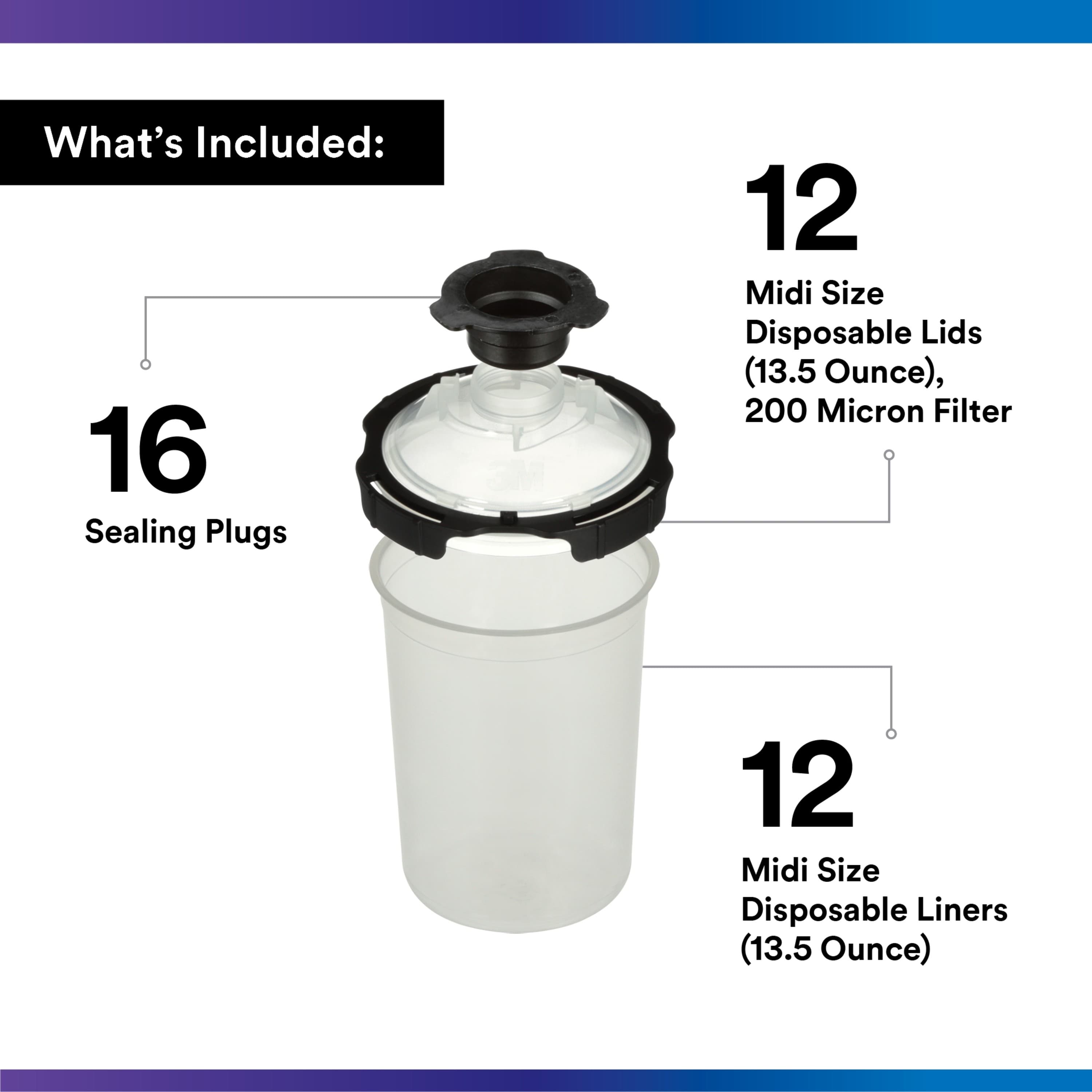 3M PPS Series 2.0 12-Pack Refill Kit, 26171, Midi (13.5 fl oz, 400 mL), 200 Micron Filter_2
