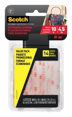 Scotch Extreme Fastener Mounting Strips Value Pack RF6730-VPESF, 1 in x 3 in (25,4 mm x 76,2 mm), Clear