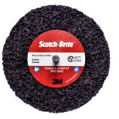 Scotch-Brite Clean and Strip XT Pro Disc, XO-DC, SiC Extra Coarse, Purple, 4 in x 1/2 in x 1/4 in, Shaft Mount