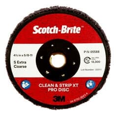 Scotch-Brite Clean and Strip XT Pro TN Quick Change Disc, XO-DN, SiC Extra Coarse, Purple, 4-1/2 in x 5/8 in-11