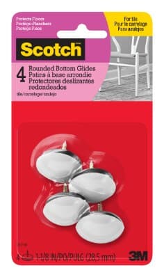 Scotch Glides SP637-NA, Nail-in Plastic Dome, 1-1/16 in, 4pk