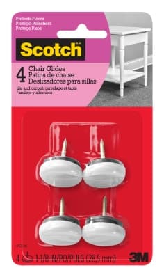 Scotch Glides SP635-NA, Nail-in Plastic, White, 1-1/16 in, 4pk