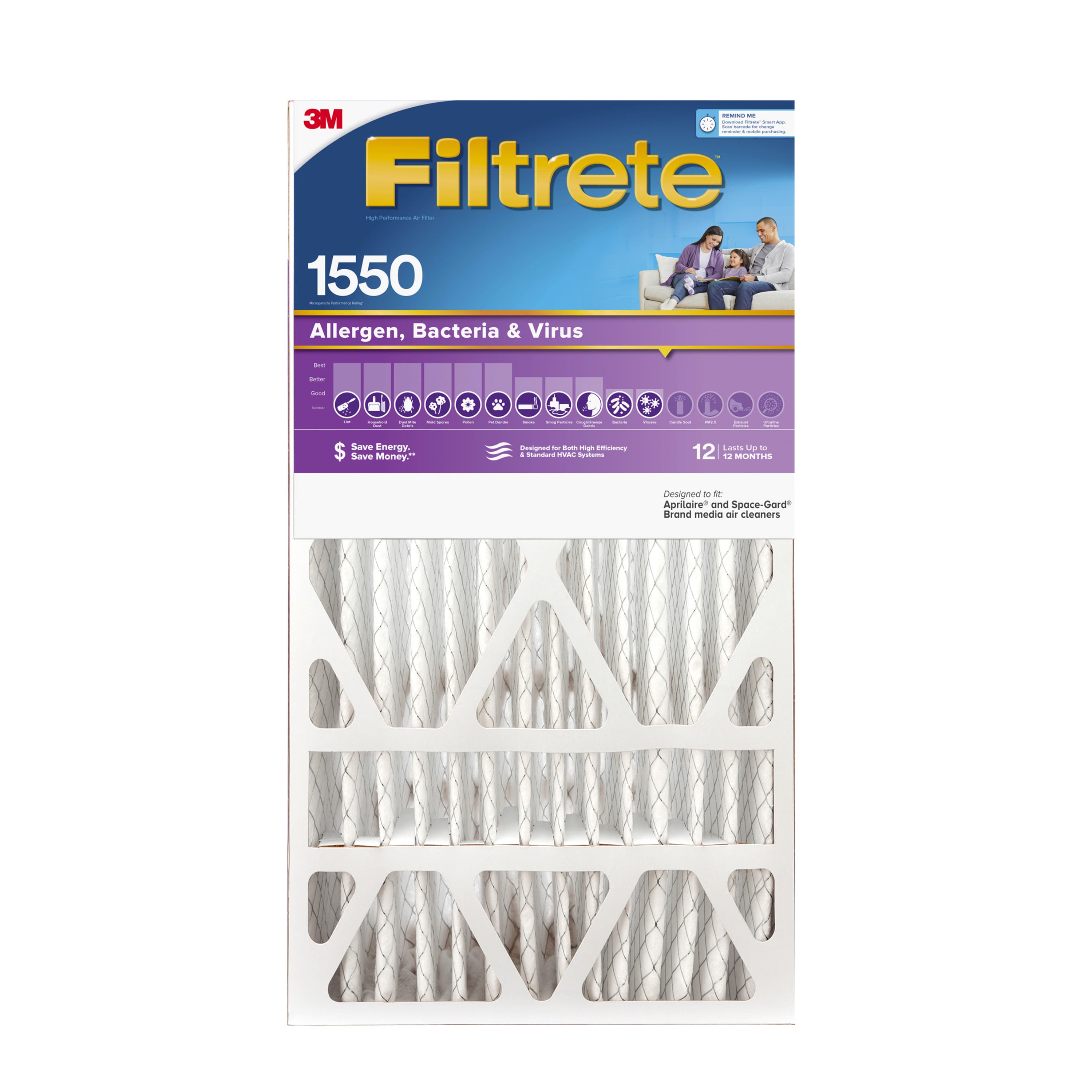 Filtrete Ultra Allergen Reduction Deep Pleat Filter NDP01-5IN-2, 16 in x 25 in x 5 in (40,6 cm x 63,5 cm x 12,7 cm)