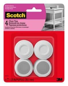 Scotch Chair Tips SP606-NA, White Rubber 1-1/8-In 4/Pk