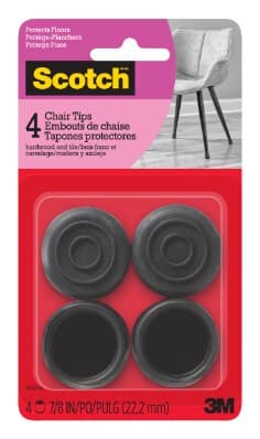 Scotch Chair Tips SP602-NA, Black Rubber 7/8-In 4/Pk