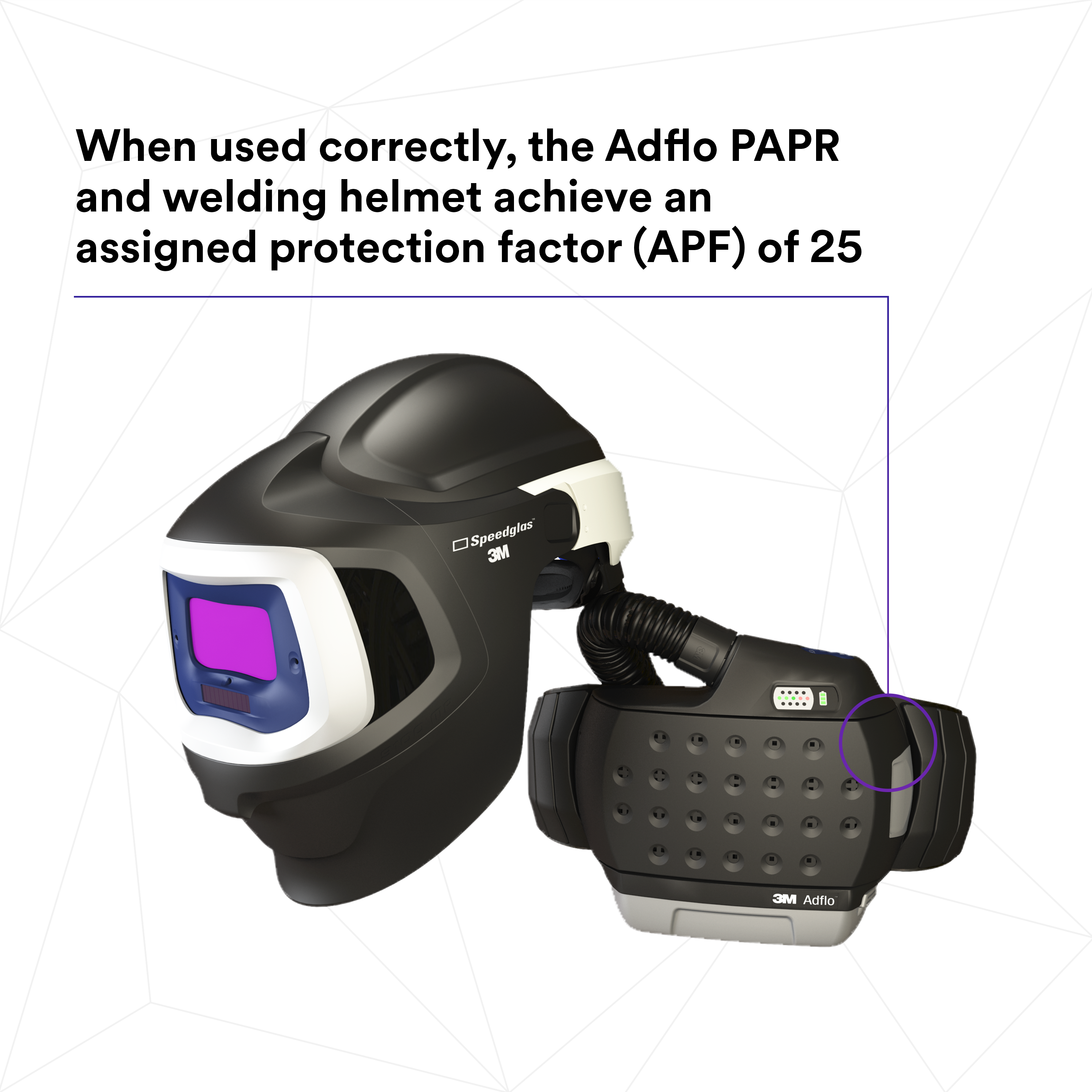 3M™ Adflo™ Powered Air Purifying Respirator HE System w 3M™ Speedglas™
Welding Helmet 9100 MP, 37-1101-30iSW_11