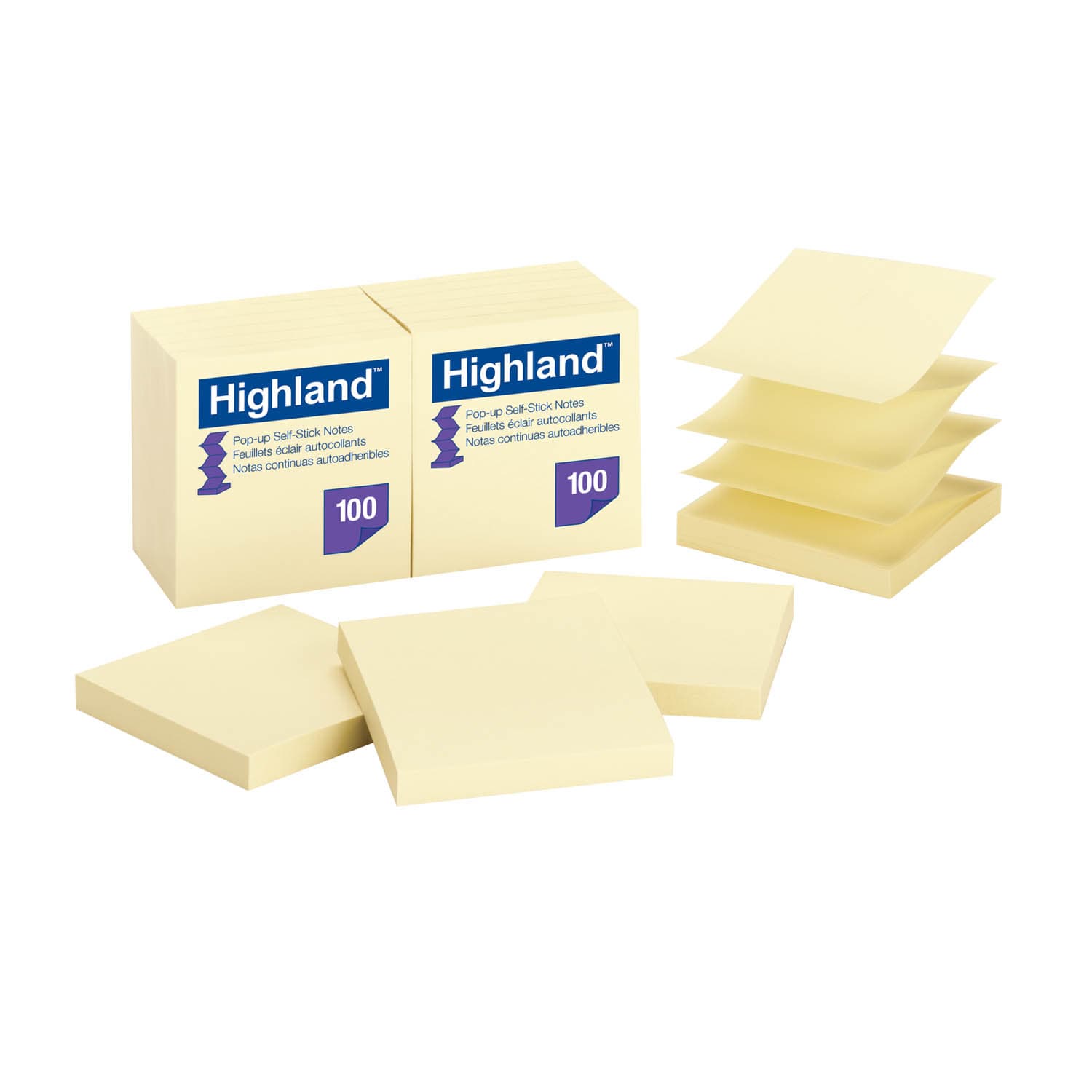 Highland Pop-up Self Stick Notes 6549-PuY, 3 in x 3 in