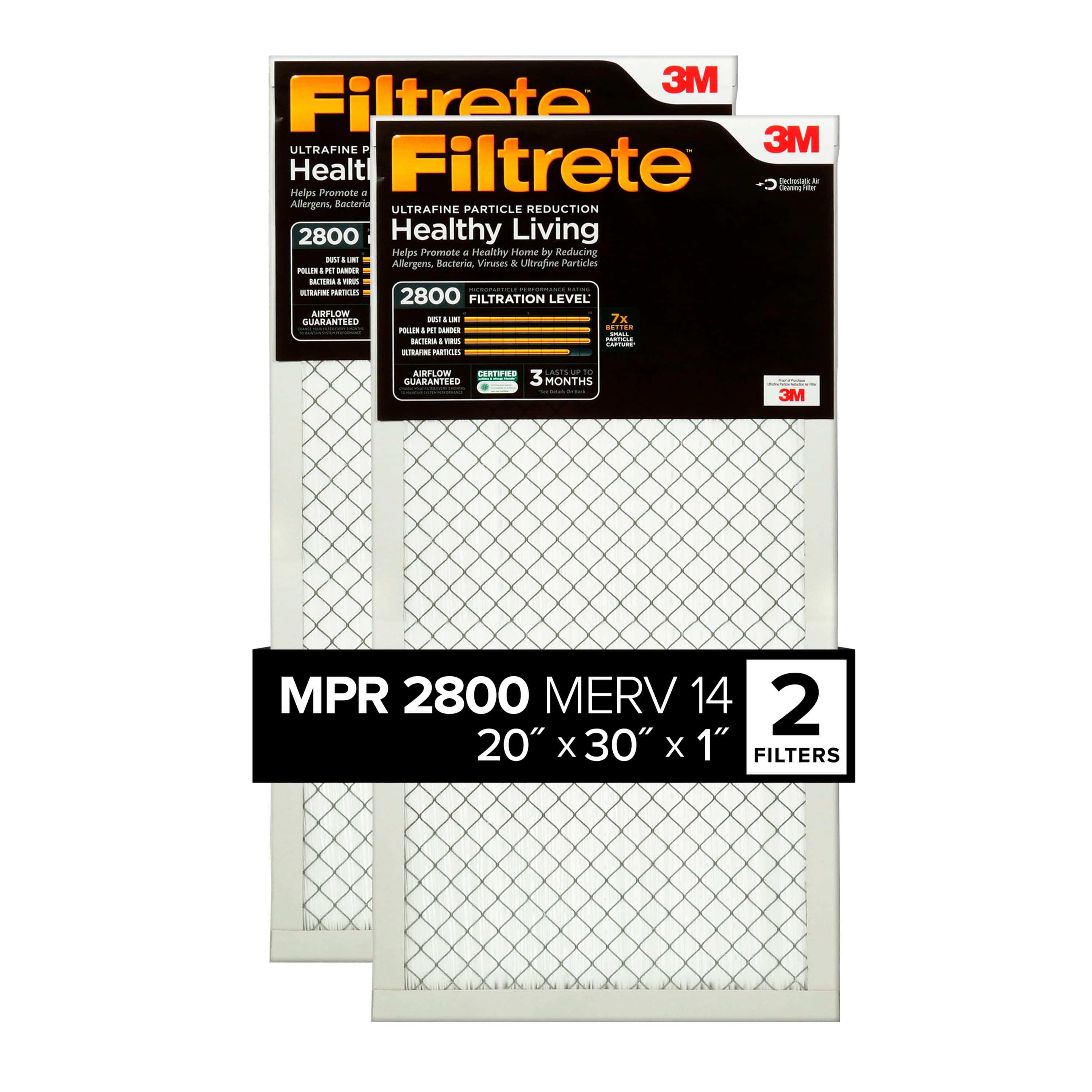 Filtrete Ultrafine Particle Reduction Filter UF22-2PK-1E, 20 in x 30 in x 1 in (50.8 cm x 76.2 cm x 2.5 cm)