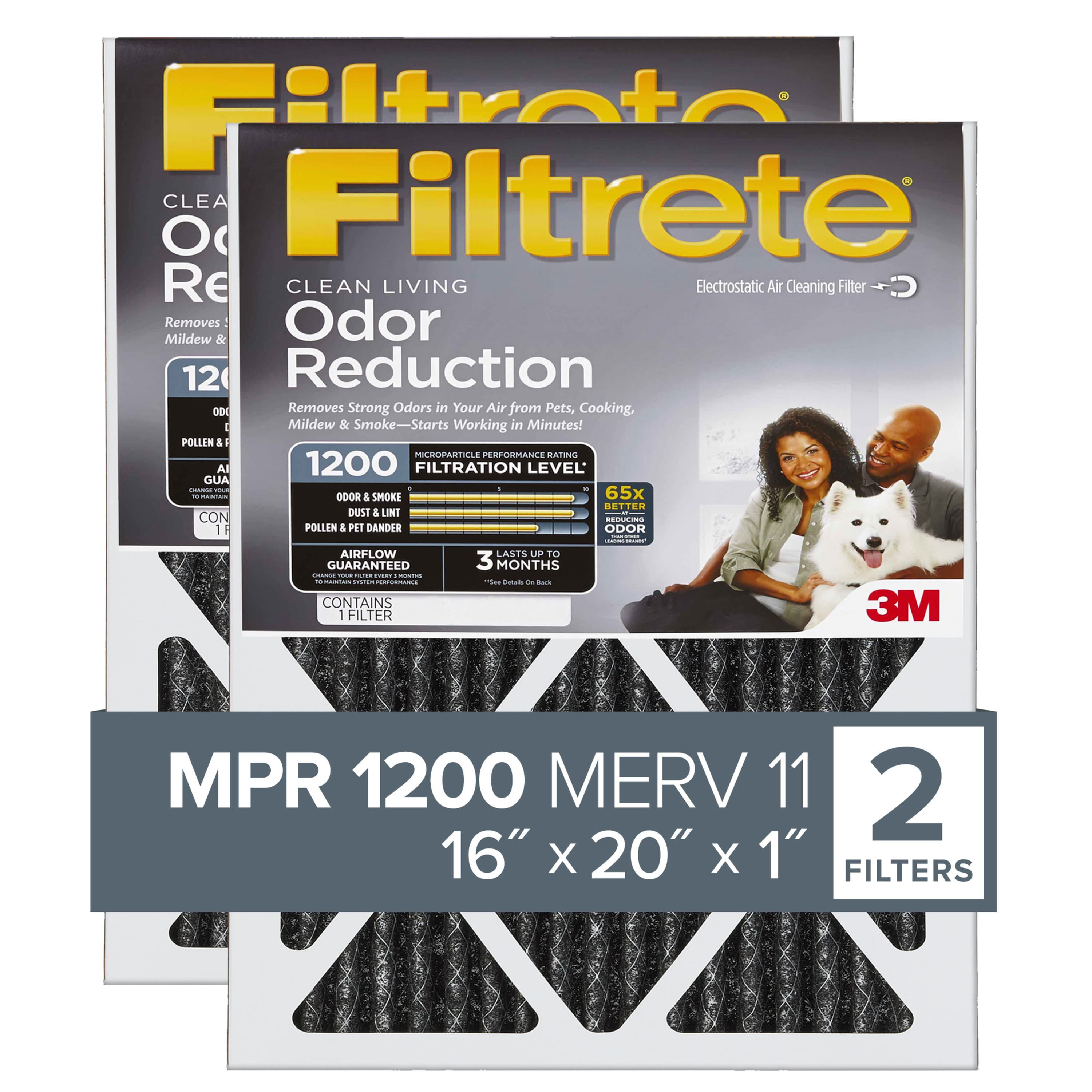 Filtrete Allergen Defense Odor Reduction Filter AOR00-2PK-1E, 16 in x 20 in x 1 in (40.6 cm x 50.8 cm x 2.5 cm)