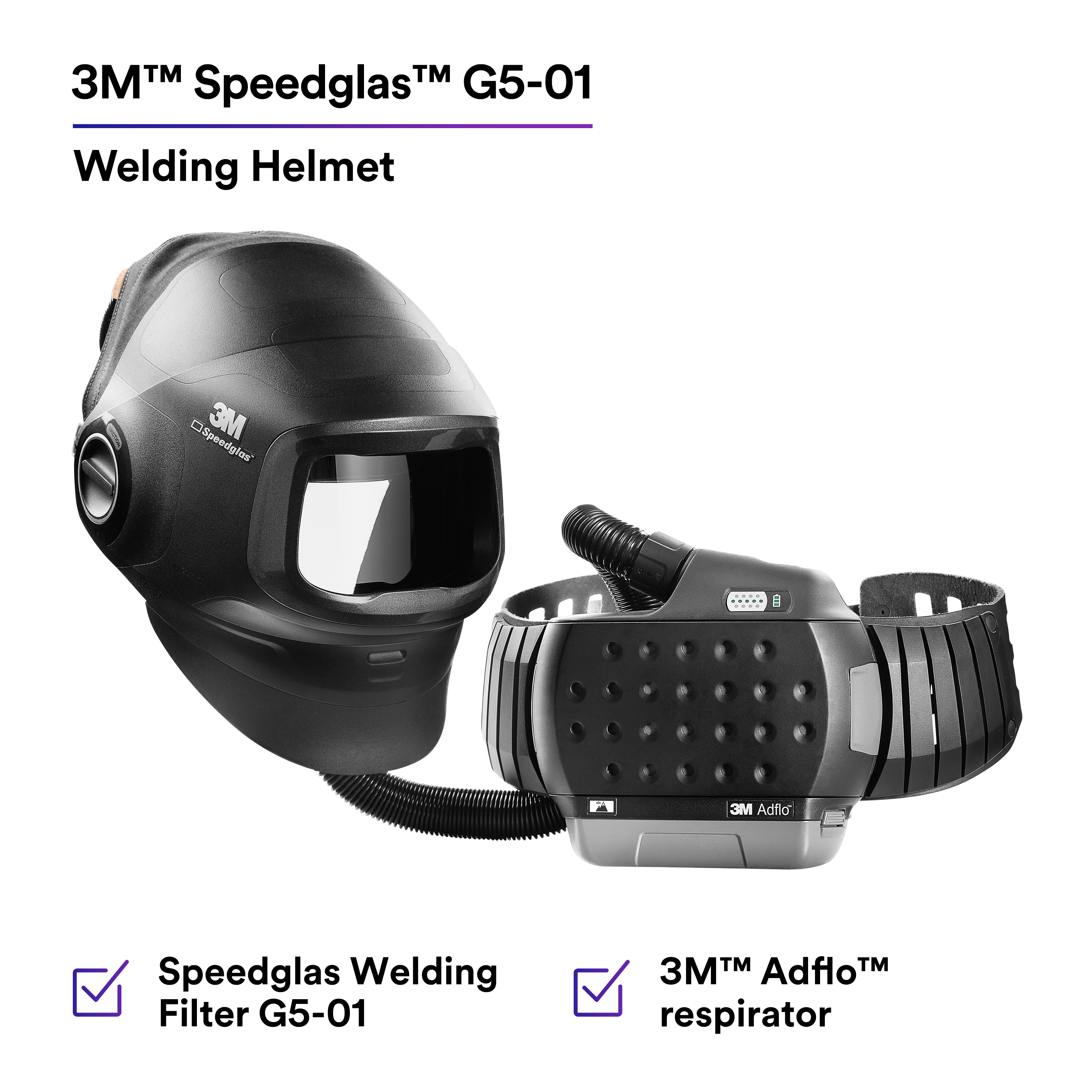 3M™ Speedglas™ Heavy-Duty Welding Helmet G5-01 w ADF G5-01 and 3M™ Adflo™ High-Altitude PAPR Assembly, 46-1101-30i_5