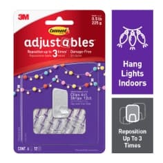Command Adjustables Repositionable 1/2 lb Clips, 6 Clips, 12 Strips 17840CLR-6ES