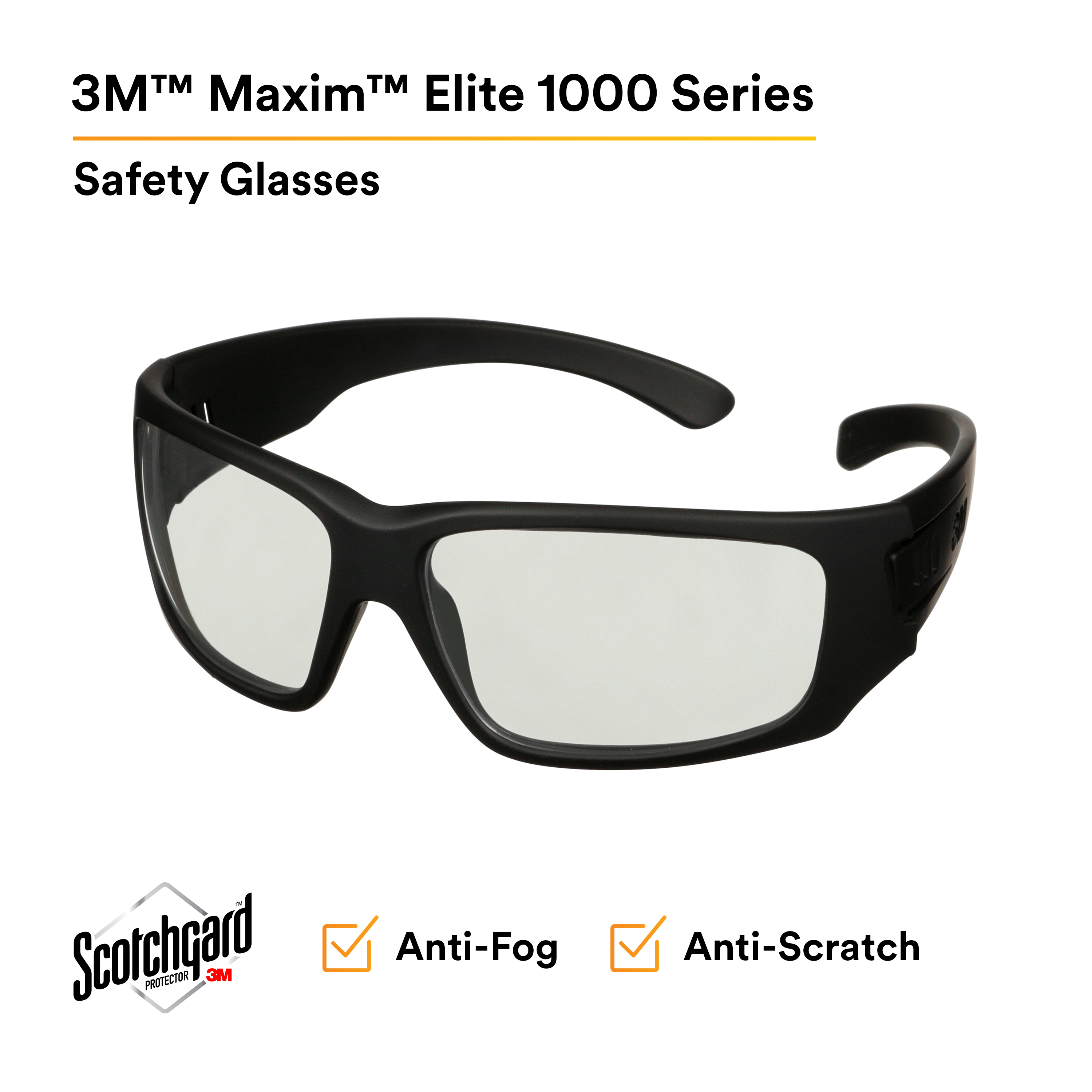 3M™ Maxim™ Elite 1000 Series, MXE1007SGAF-BLK, Black Frame, Scotchgard™ Anti-Fog Coating, I/O Gray AF-AS Lens, 20 ea/Case