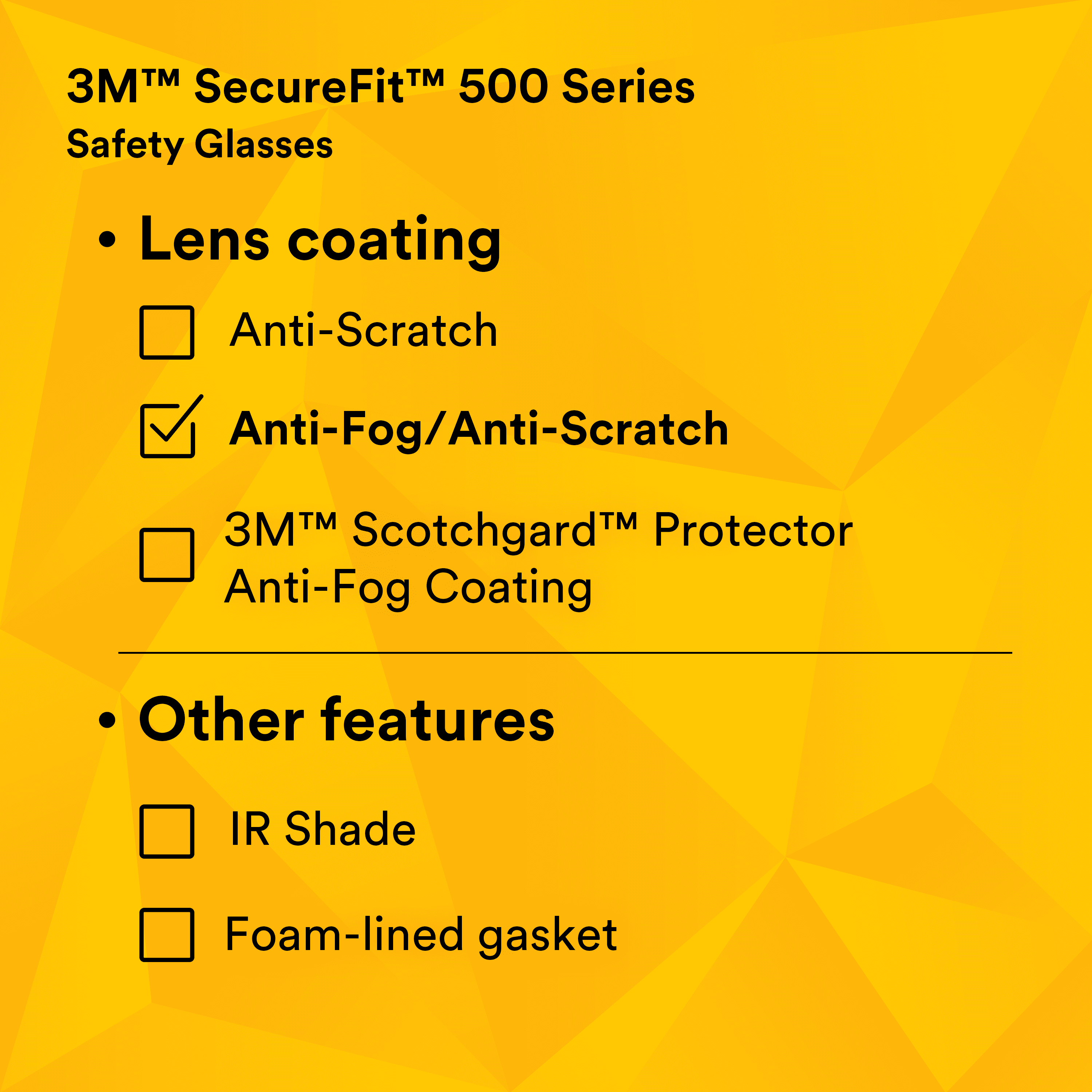 3M™ SecureFit™ 500 Series SF507AF-BLK, Black, IO Gray Anti-Fog/Anti-
Scratch Lens_11