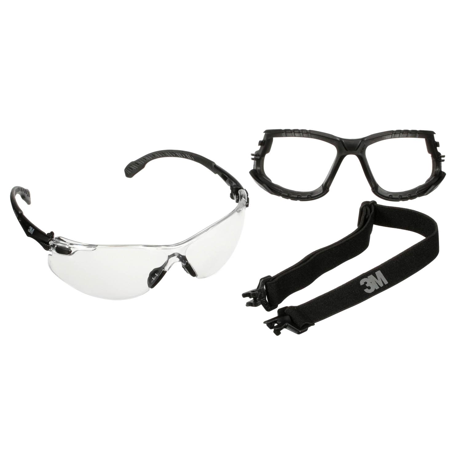 3M™ Solus™ 1000 Series S1501SGAF-KT, Blk Temples, Scotchgard™ Anti-Fog Coating, Clear AF-AS lens, Foam/Strap_11