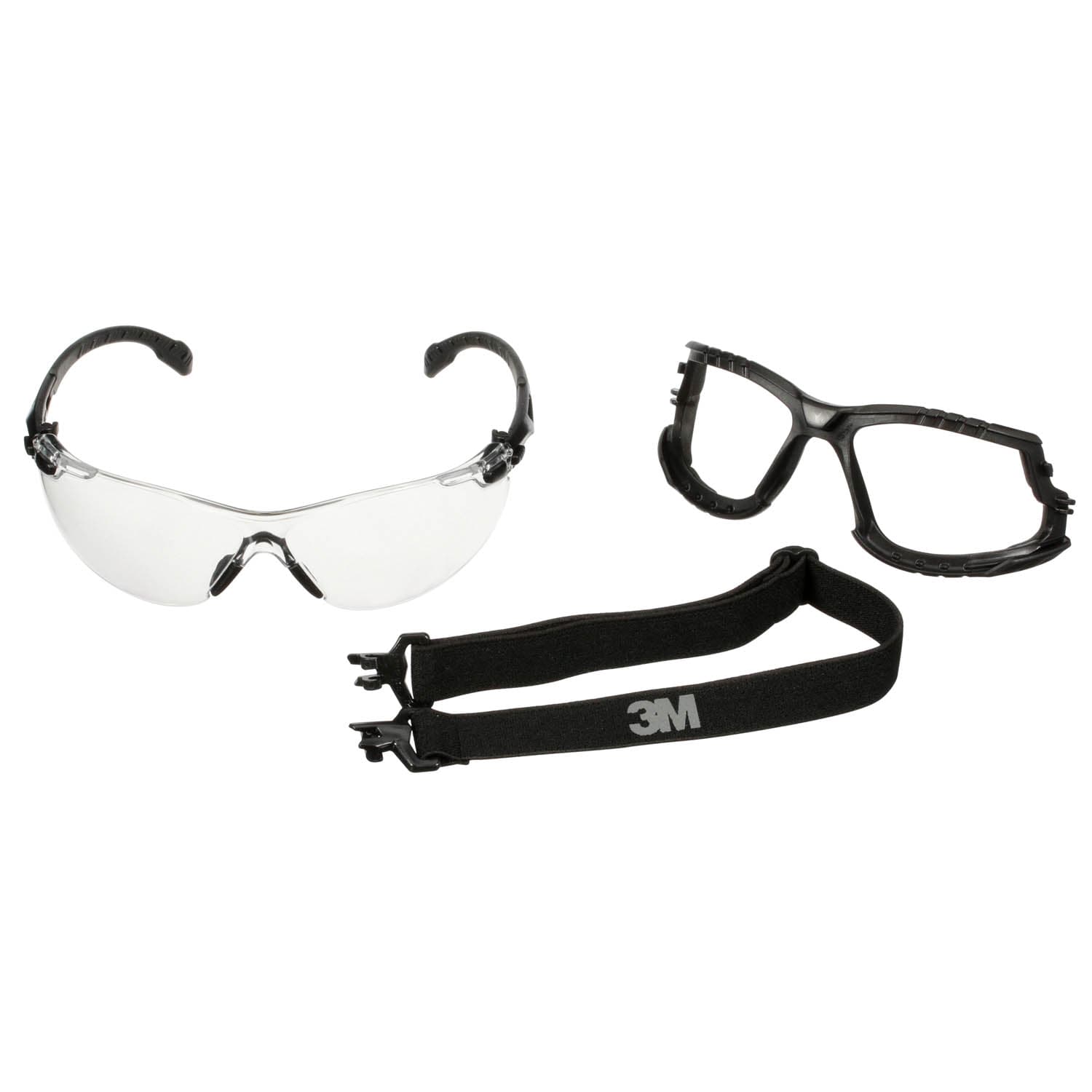 3M™ Solus™ 1000 Series S1501SGAF-KT, Blk Temples, Scotchgard™ Anti-Fog Coating, Clear AF-AS lens, Foam/Strap_12