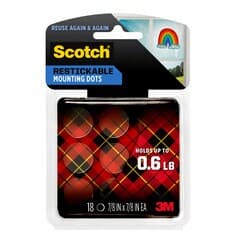 Scotch Restickable Mounting Dots R105S, 0.875 in x 0.875 in (2.2 cm x 2.2 cm)