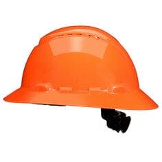 3M™ SecureFit™ Full Brim Hard Hat H-806SFV-UV, Orange Vented, 4-Point Pressure Diffusion Ratchet Suspension with UVicator, 20ea/CS