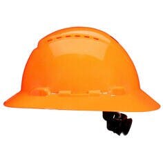 3M™ SecureFit™ Full Brim Hard Hat H-807SFV-UV, Hi-Vis Orange, 4-Pt Pressure Diffusion Ratchet Suspension Vented w/UVicator,20ea/CS