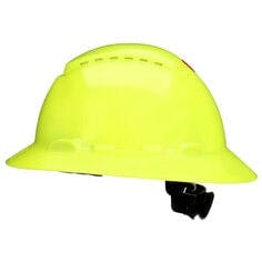 3M™ SecureFit™ Full Brim Hard Hat H-809SFV-UV, HiVis Yellow Vented 4-Pt Pressure Diffusion Ratchet Suspension w/ UVicator, 20ea/CS