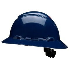 3M™ SecureFit™ Full Brim Hard Hat H-810SFV-UV, Navy Blue, 4-Pt Pressure Diffusion Ratchet Suspension, Vented w/UVicator, 20ea/Case