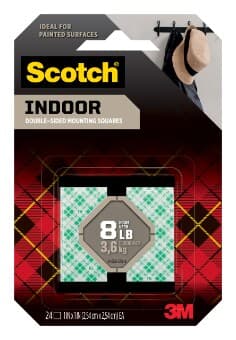 Scotch Indoor Double-Sided Mounting Squares 111S-SQ-24, 1 in x 1 in (2.54 cm x 2.54 cm) 24/pk