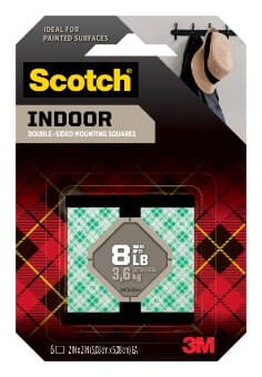 Scotch Indoor Double-Sided Mounting Squares 111S-SQLRG-6, 2 in x 2 in (5.08 cm x 5.08 cm) 6/pk