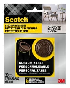 Scotch Custom Fit Felt Pads SP882-NA, Brown, 1.5 in, 20 ct