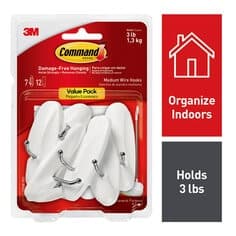 Command Medium Wire Hooks 17068-7ES, Value Pack, 7 hooks, 12 strips