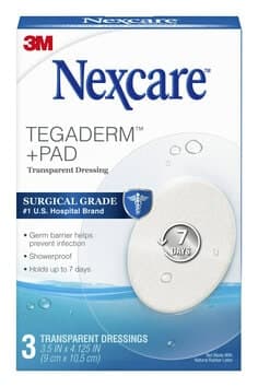 Nexcare Tegaderm + Pad Transparent Dressing H3587, 3.5 in x 4.125 in (9 cm x 10.5 cm), Oval 3ct