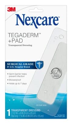 Nexcare Tegaderm + Pad Transparent Dressing W3590, 3 1/2 in x 8 in, (9 cm x 20 cm)