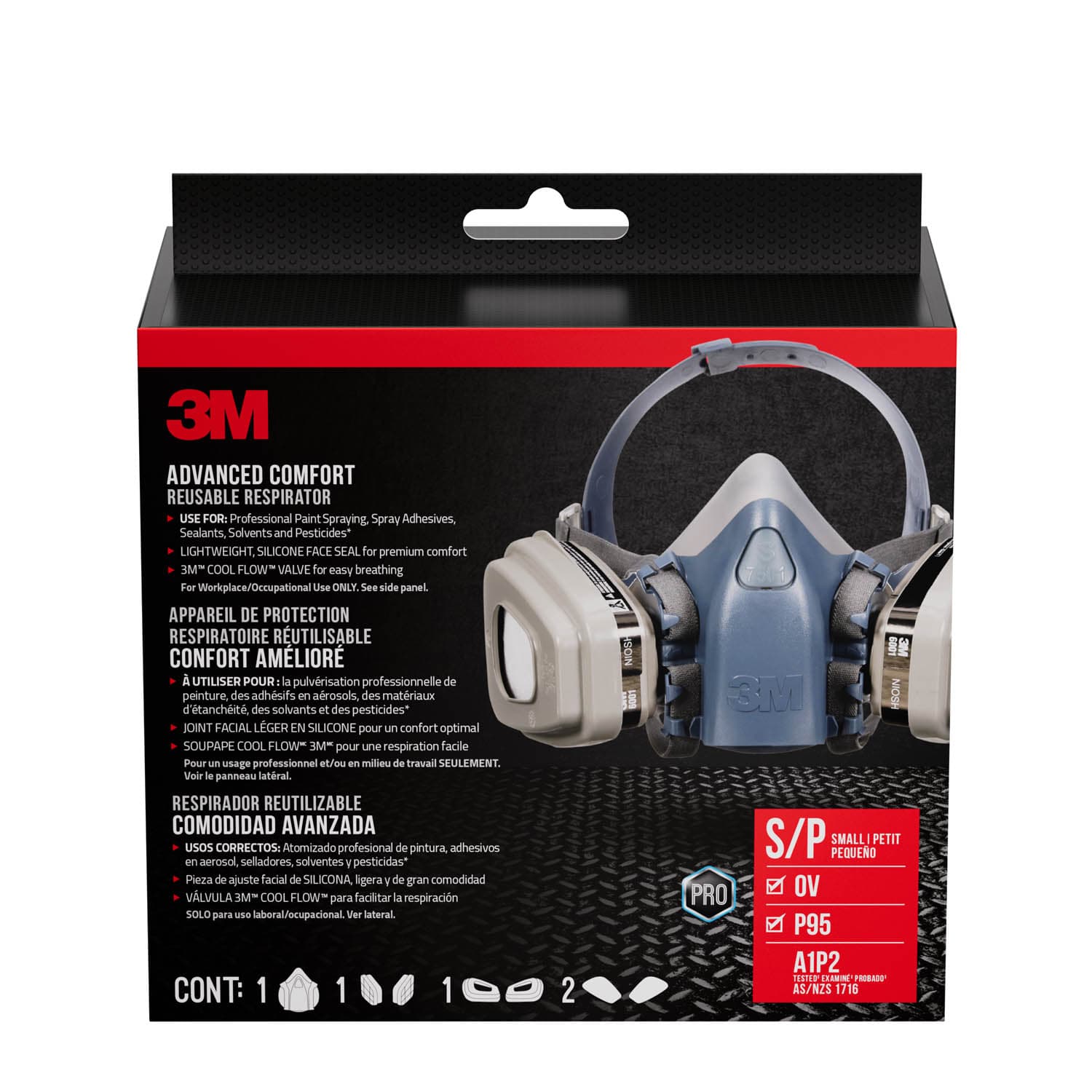 3M Paint Project Reusable Respirator 6111P1-DC, OV/P95, Small, 1-Fcpc, 1-pr 6001 CrtrDG, 2-prs 5P71 Ftrs, 1-pr 501 Rtnrs_2