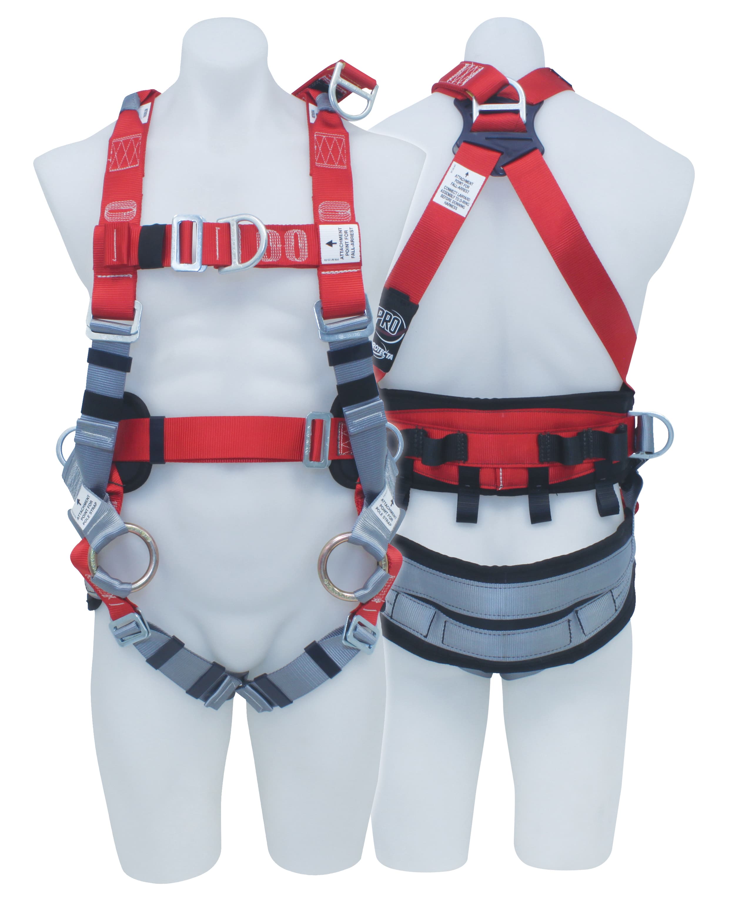 3M PROTECTA PRO Tower Workers Harness AB129-2M, Red and Grey, Large, 1 EA/Case