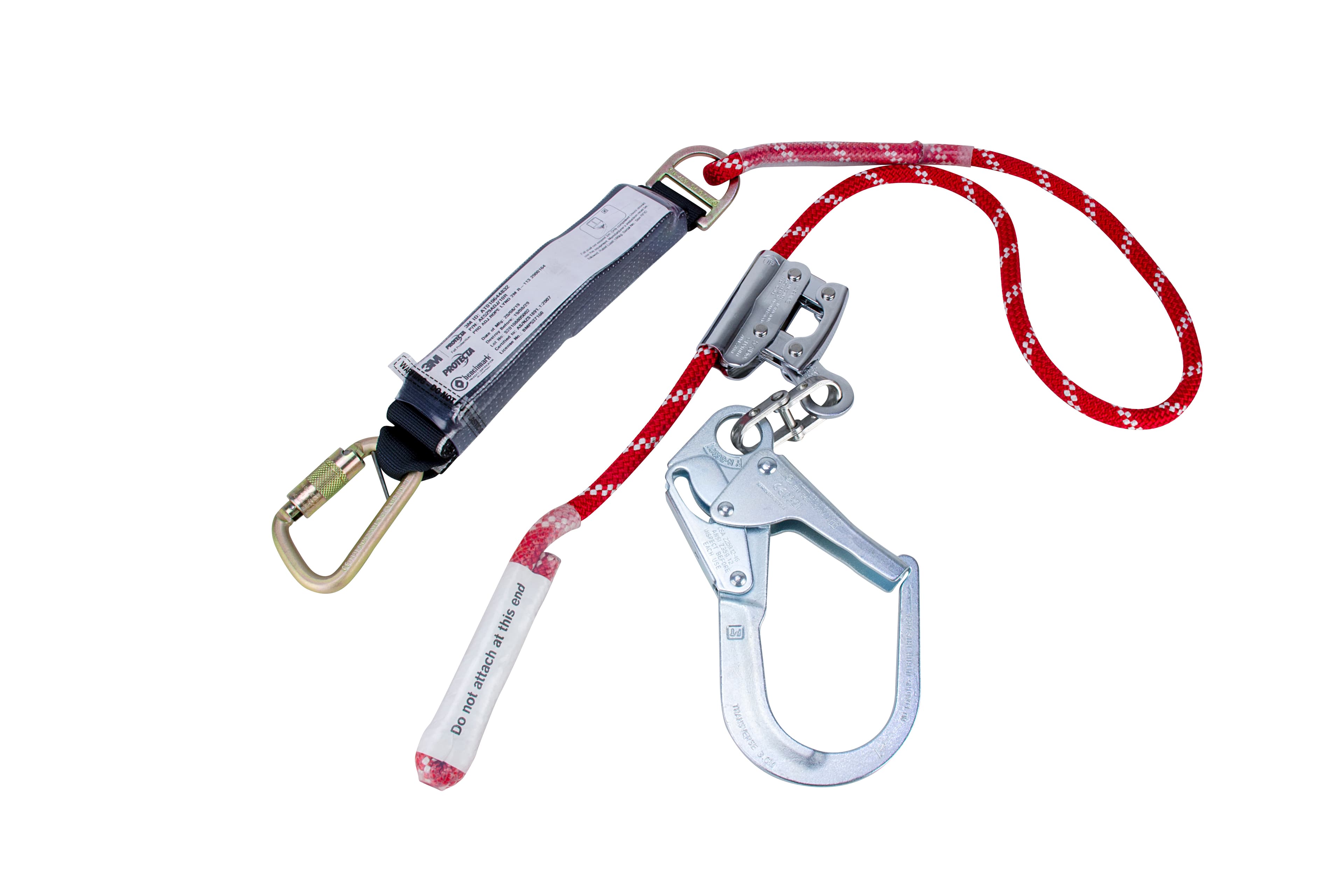 3M PROTECTA Adjustable Rope Shock Absorbing Lanyard AE529ADJ/10R, 2m, 1 ea