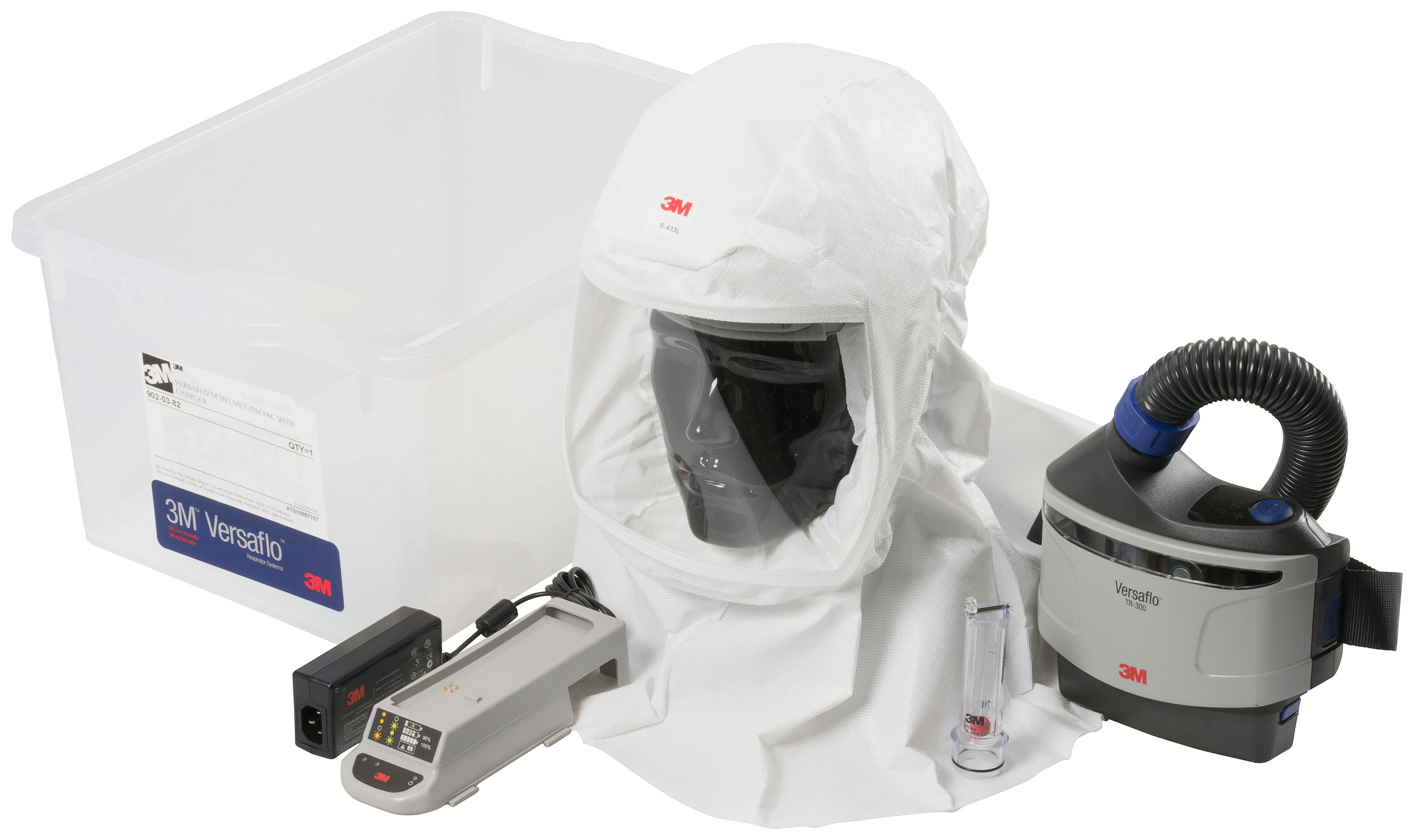 3M™ Versaflo™ TR-315A+ PAPR Starter Kit TRS-433C, with S-433 Integrated Head Harness Hood and Charger, 1 EA/Case