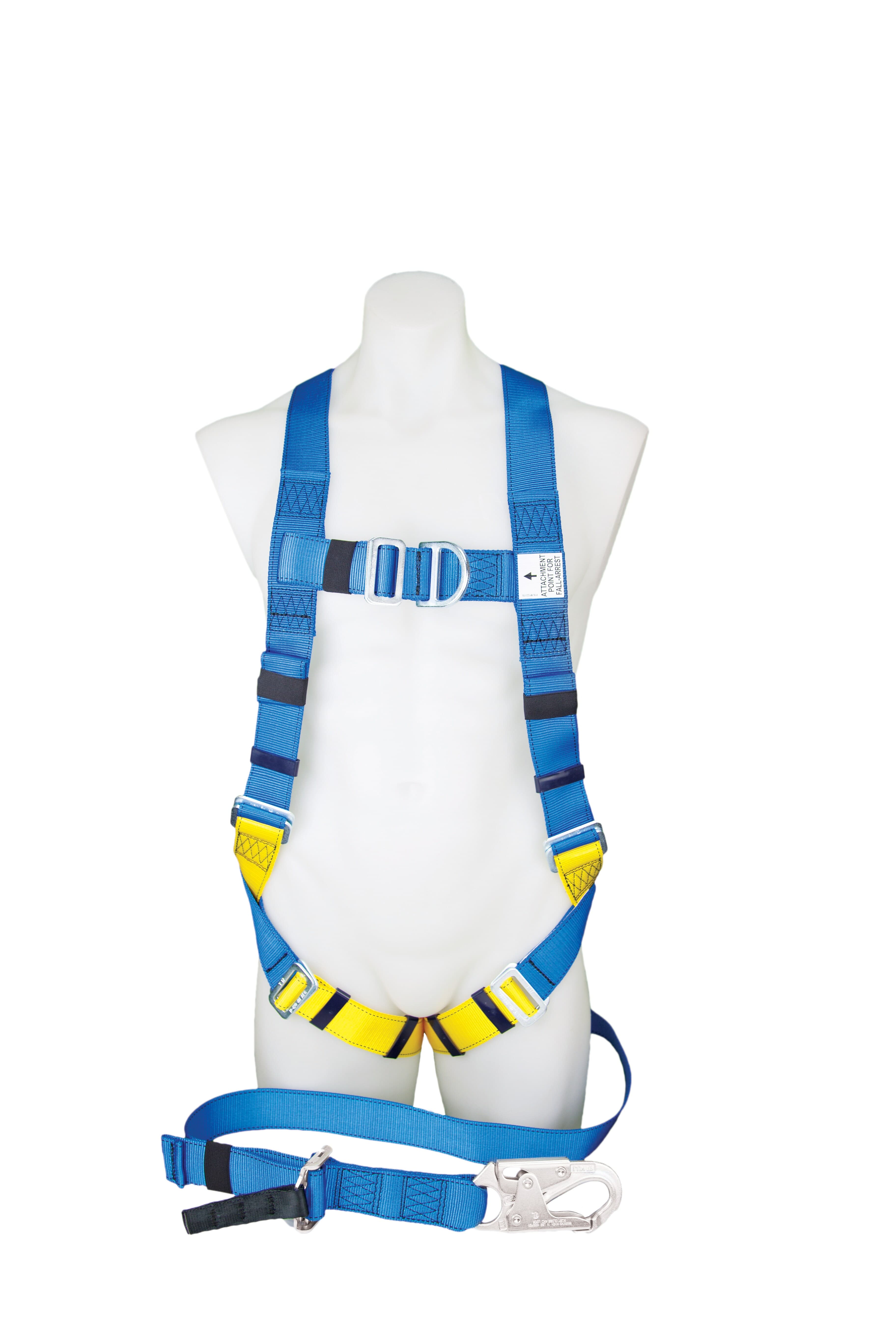 3M™ PROTECTA® FIRST Industrial Harness with Lanyard and Snap Hook 1390063A, Blue and Yellow, Medium, 1 EA/Case_0