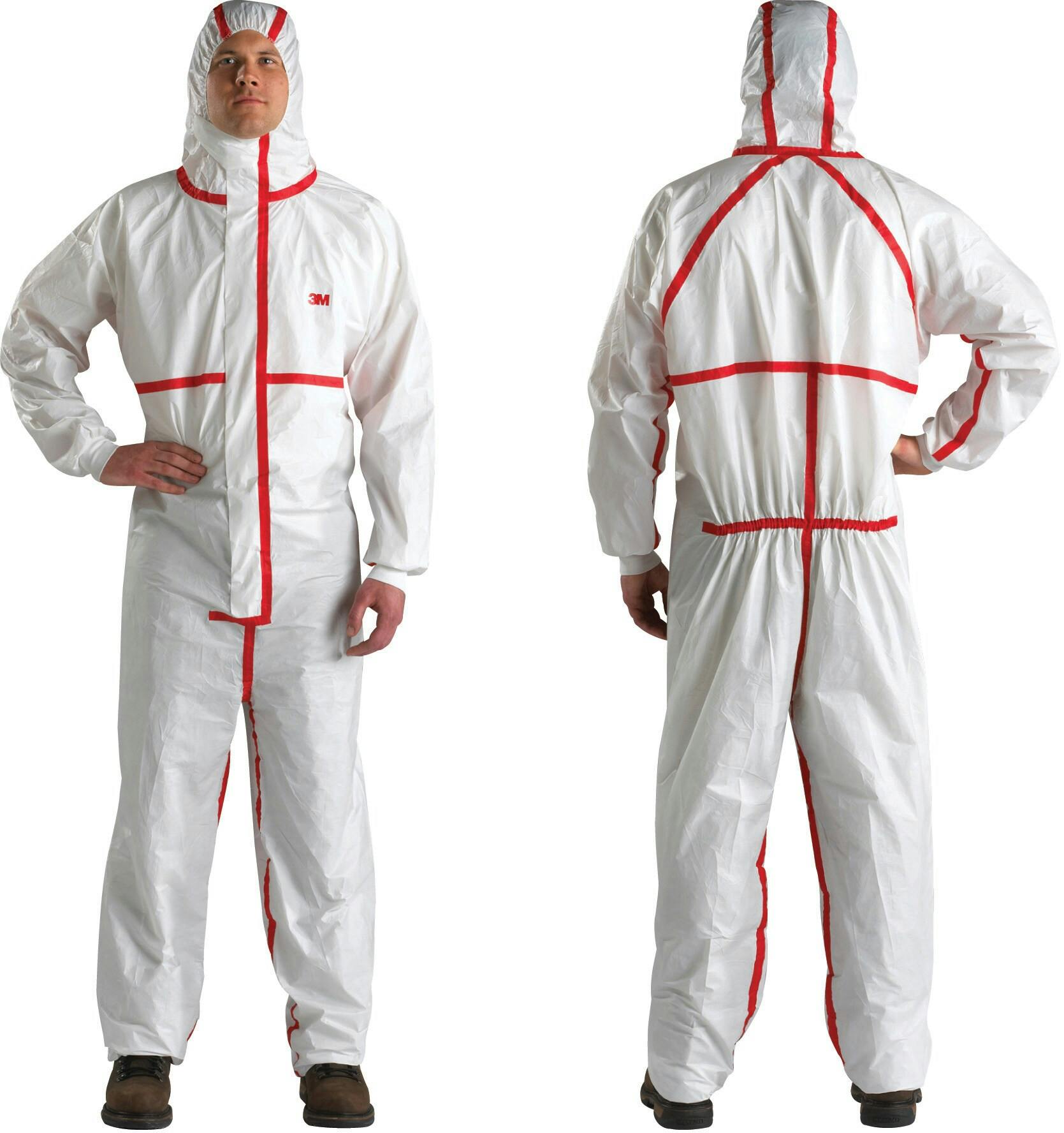 3M™ Protective Coverall 4565, White+Red, Medium, 1/EA