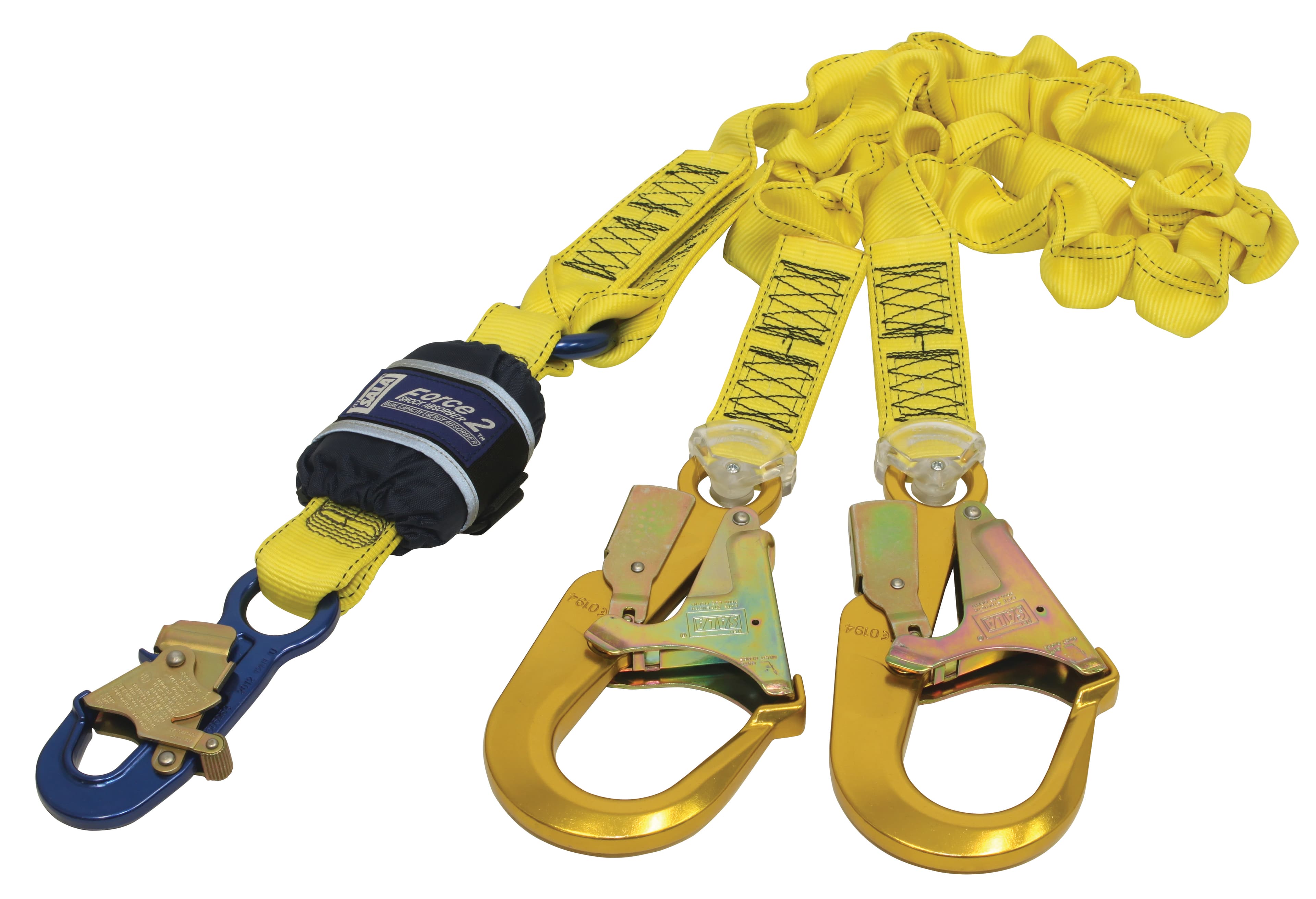 DBI SALA Force2 Shock Absorbing Elasticated Webbing Lanyard - Double Tail 2.0m overall length (Z12202519E)
